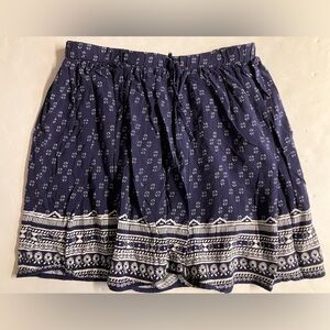 Girl’s Bandana Print Skirt, XL 14, Navy Blue/Cream White